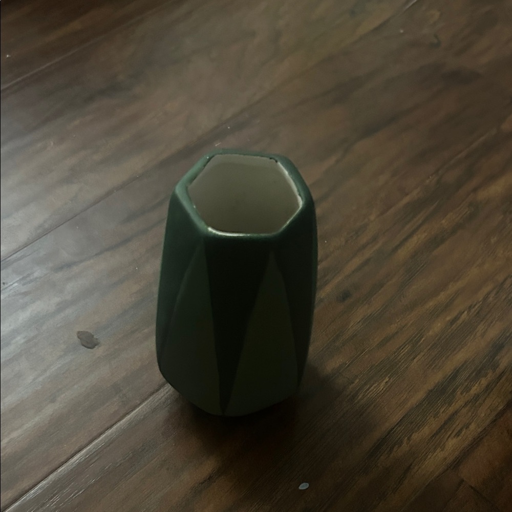 Green Geometric Ceramic Vase